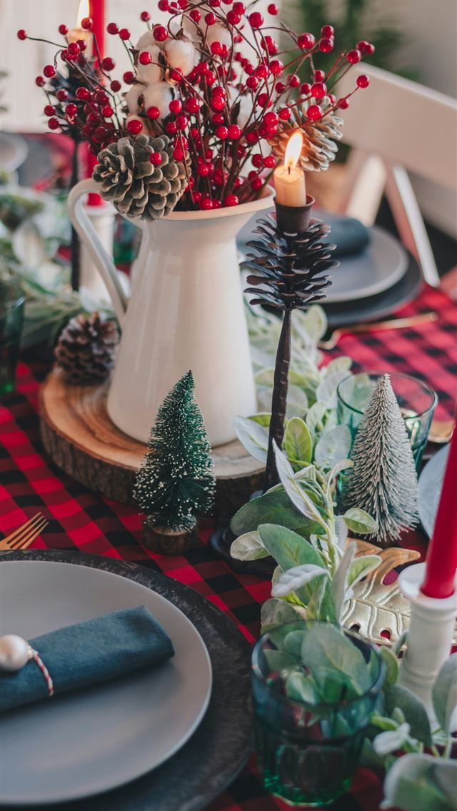 1290x2796 red and white candles on white ceramic vase - flower iPhone Wallpaper