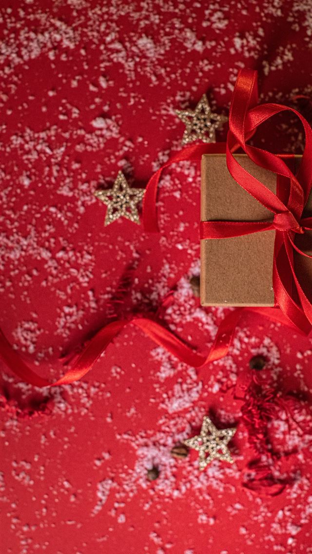 1290x2796 red and white heart print gift box - holiday iPhone Wallpaper