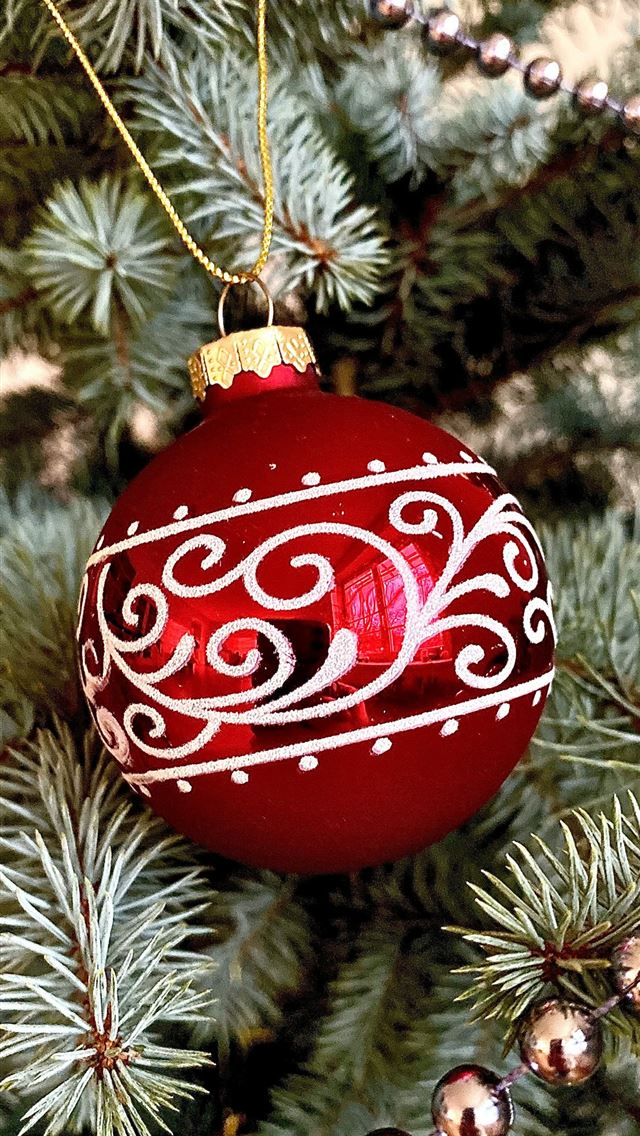 1290x2796 red and white christmas bauble - christmas iPhone Wallpaper