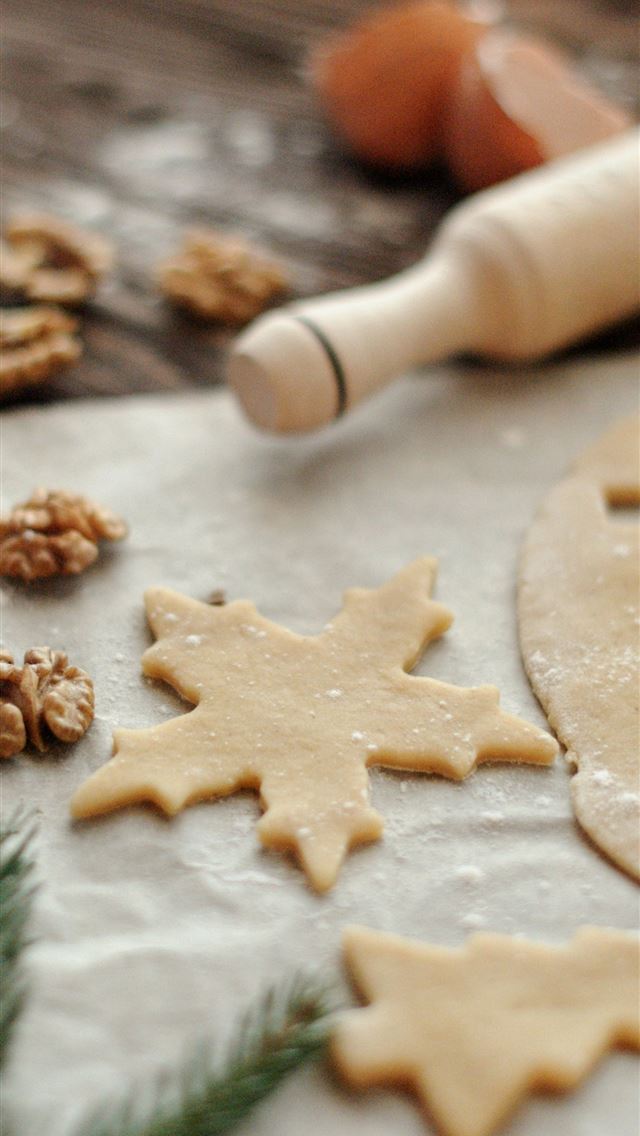 1290x2796 rolling pin beside cut cookie dough -  iphone 15 Wallpaper