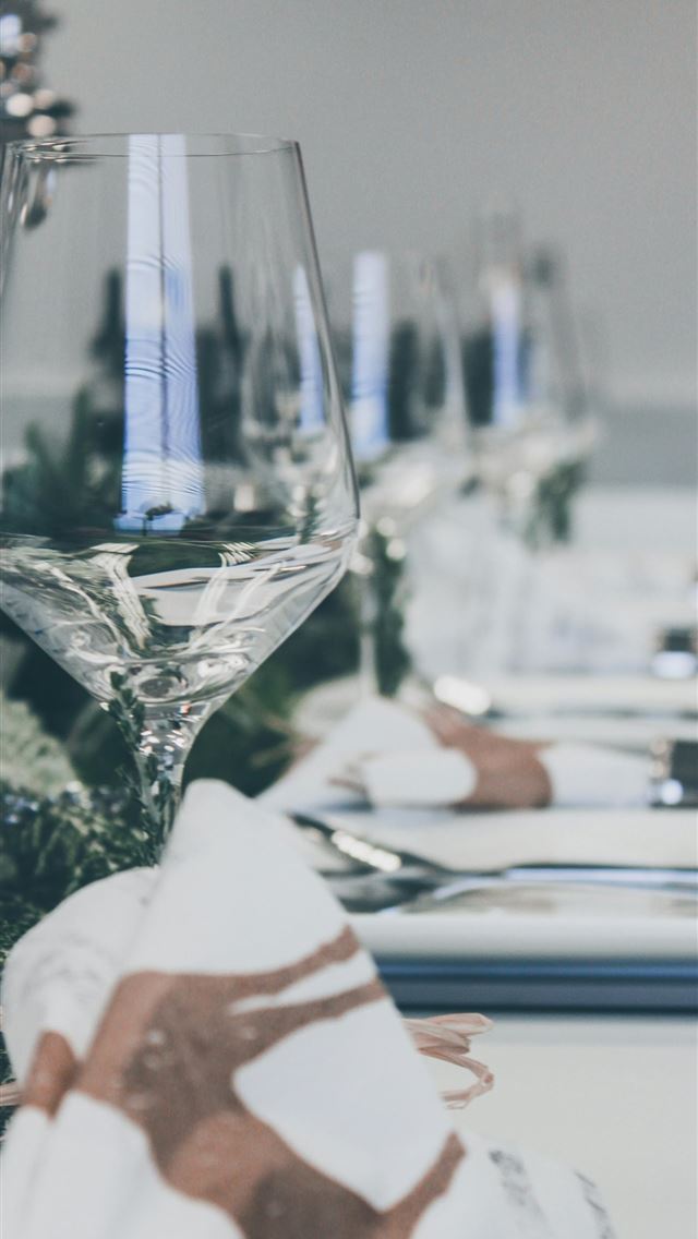 1290x2796 organized plates and drinking glass on table - deer iPhone Wallpaper