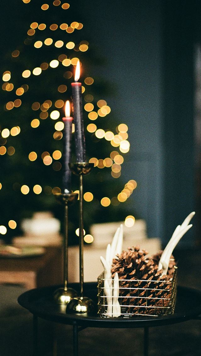 1290x2796 lighted candle on black metal holder - food iPhone Wallpaper