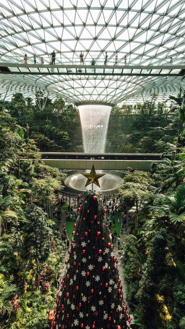 1290x2796 red and white hanging decor - waterfall iPhone Wallpaper
