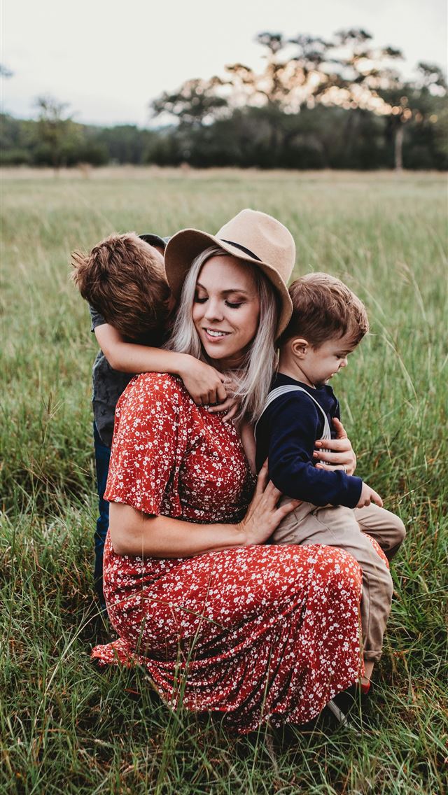 1290x2796 man and two children on grass field -  iPhone Wallpaper
