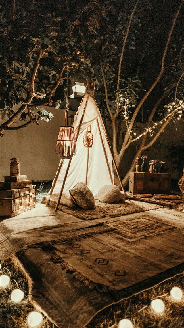 1290x2796 white and brown tipi tent beside trees -  iPhone Wallpaper