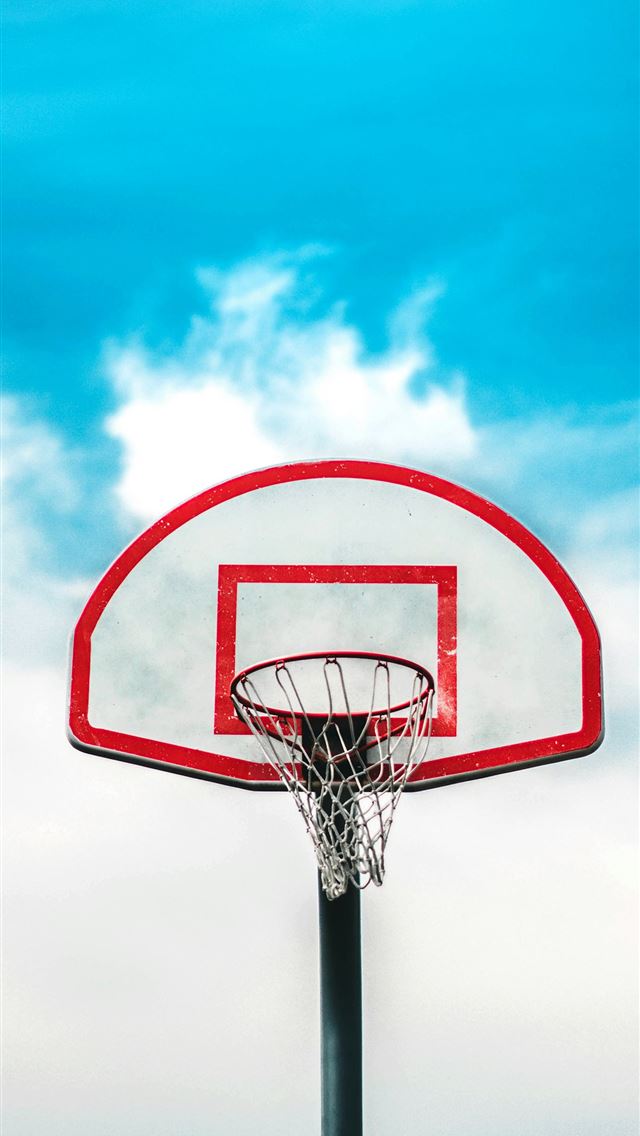 1290x2796 red and black basketball hoop under cloudy sky -  iPhone Wallpaper