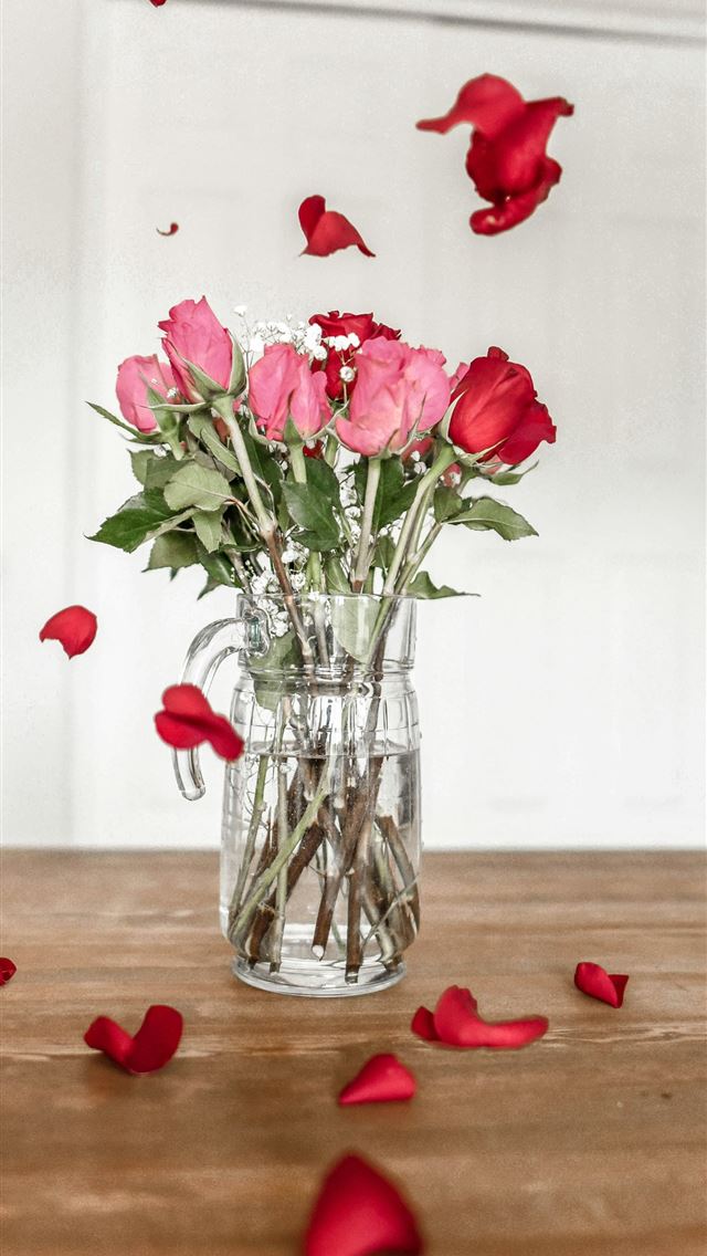 1290x2796 Flying Rose Petals - valentine's day iPhone Wallpaper
