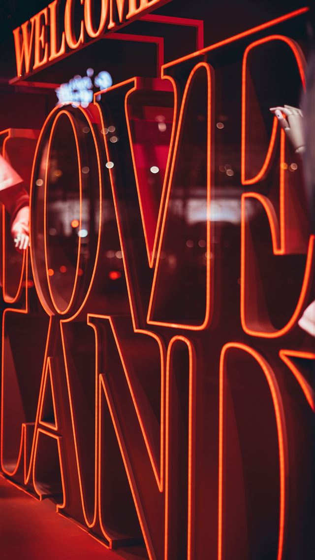 1290x2796 Love Land Neon Sign - valentine's day iPhone Wallpaper