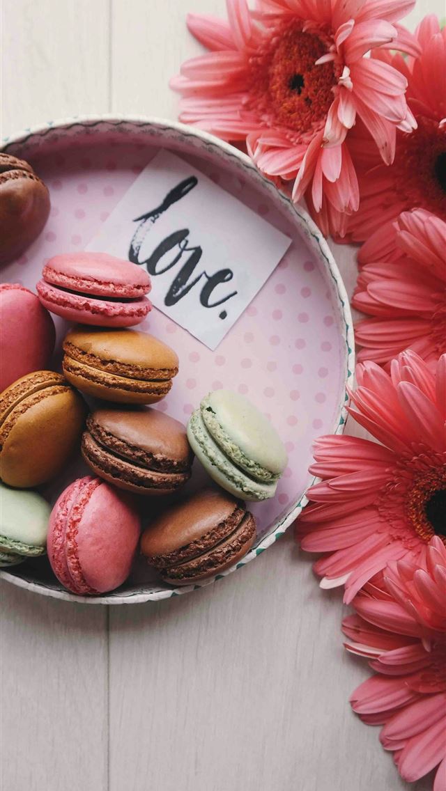 1290x2796 Macaroons And Flowers - valentine's day iPhone Wallpaper