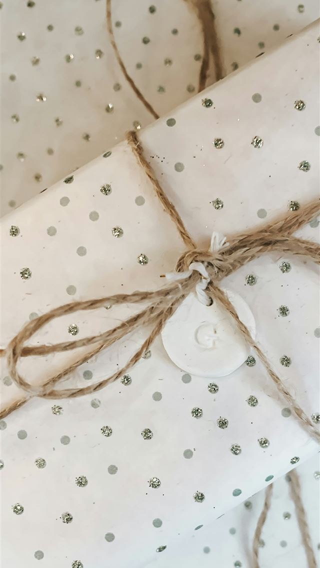 1290x2796 white and pink polka dot gift wrap -  iPhone Wallpaper