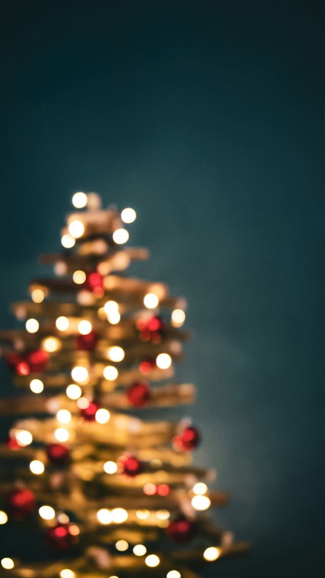 1290x2796 green Christmas tree with baubles -  iPhone Wallpaper