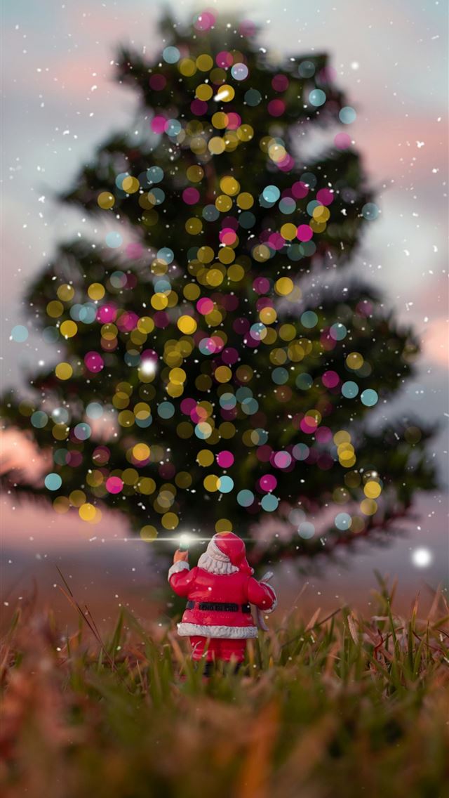 1290x2796 green christmas tree with red and white christmas ... -  iPhone Wallpaper