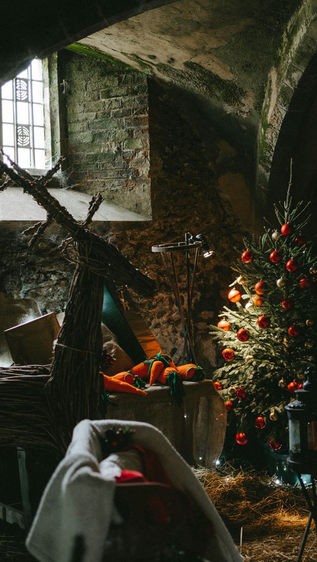1290x2796 Christmas tree near window near white textile -  iPhone Wallpaper