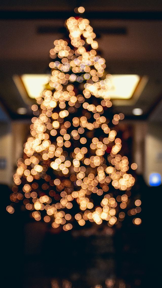 1290x2796 a lit up christmas tree in a dark room -  iPhone Wallpaper