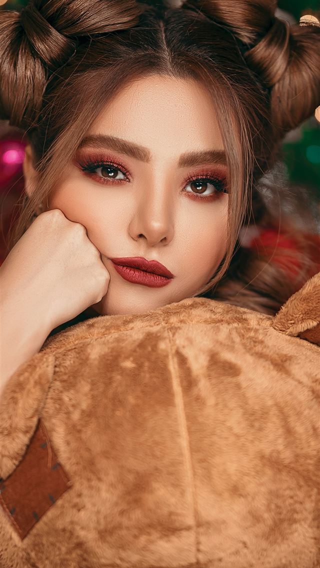 1290x2796 woman holding bear plush toy -  iPhone Wallpaper