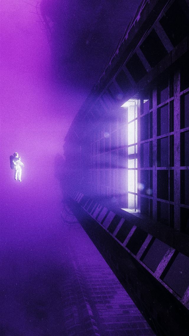 1290x2796 a person standing on a walkway in a foggy area -  iPhone Wallpaper
