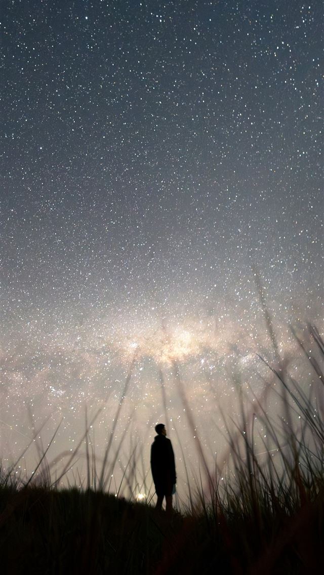 1290x2796 Person silhouetted under a stunning starry sky  -  iPhone Wallpaper