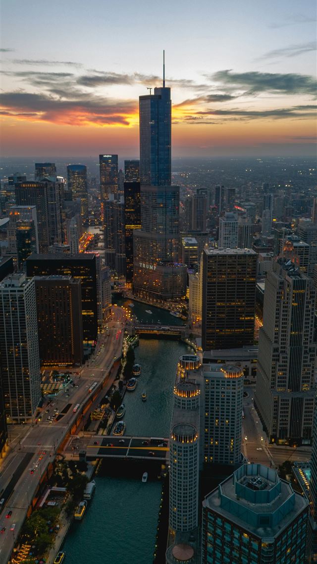 1290x2796 An aerial view of a city at sunset -  iPhone Wallpaper