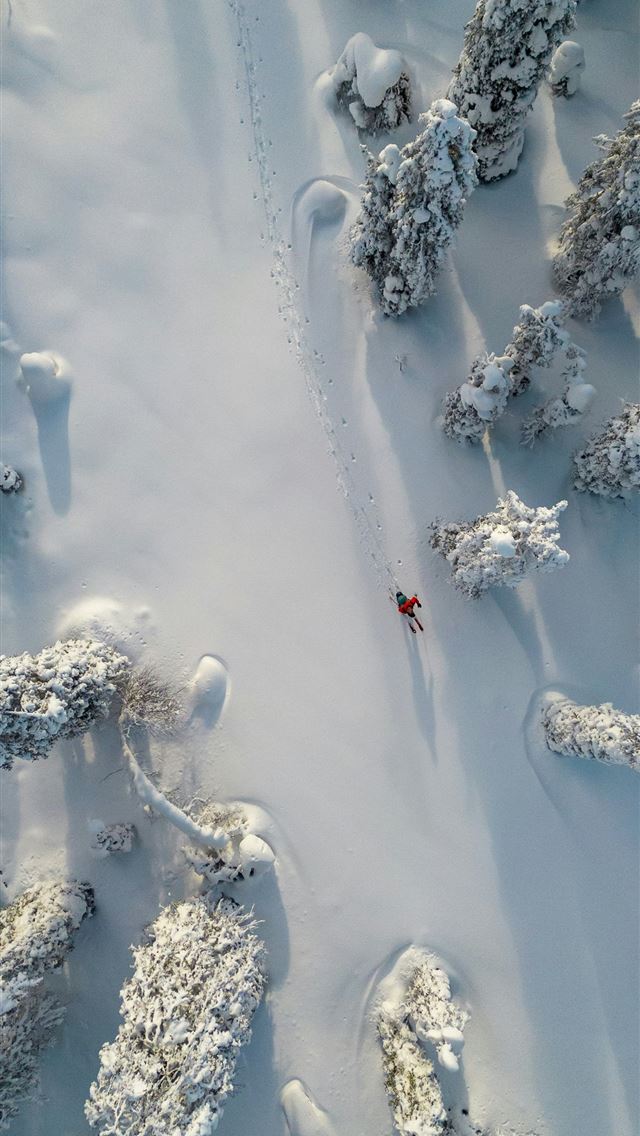 1290x2796 a person riding skis down a snow covered slope -  iPhone Wallpaper