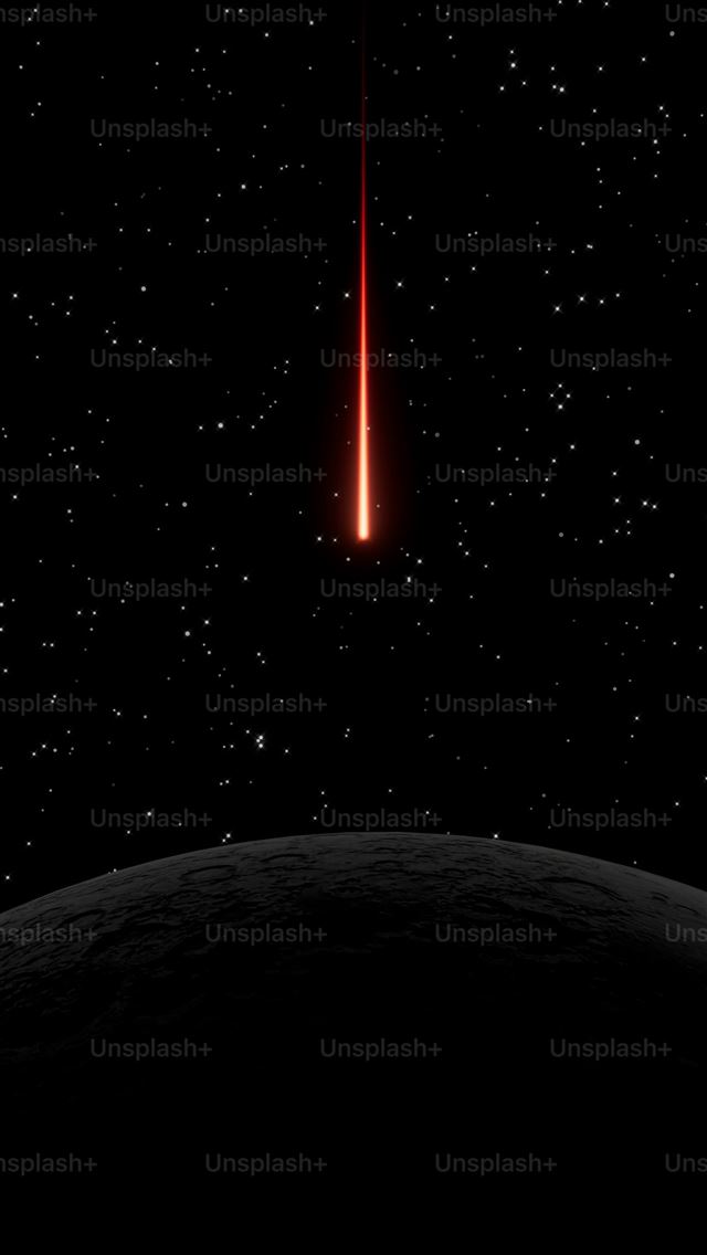 1290x2796 A red light shines in the sky above a black planet -  iPhone Wallpaper