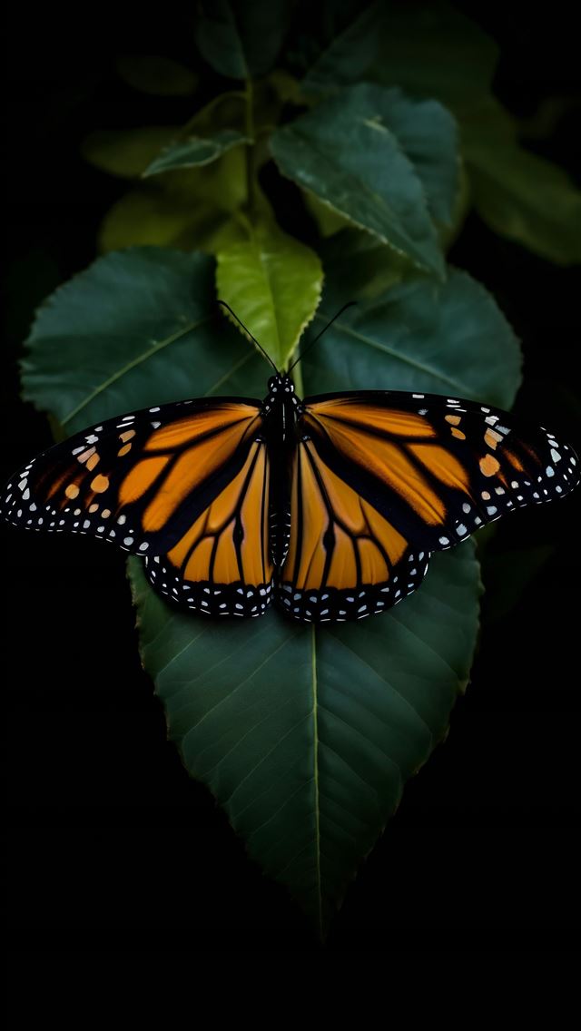 1290x2796 a butterfly sitting on top of a green leaf -  iPhone Wallpaper