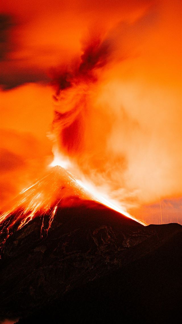 1290x2796 a volcano erupting at night -  iPhone Wallpaper