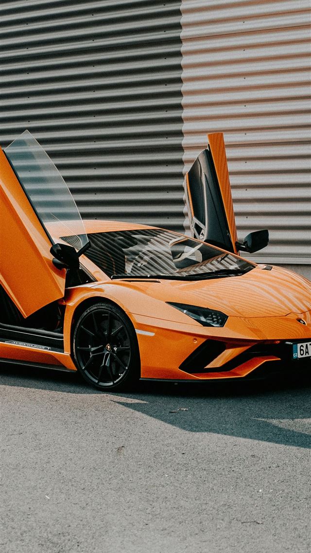 1290x2796 orange Lamborghini coupe -  iPhone Wallpaper