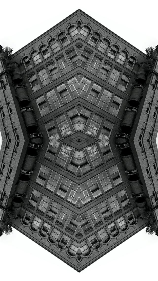 1290x2796 A symmetrical reflection of a building's facade  -  iPhone Wallpaper