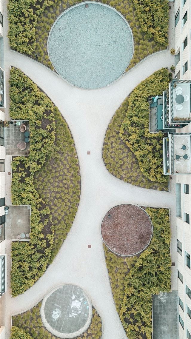 1290x2796 Overhead view of a modern courtyard design  -  iPhone Wallpaper
