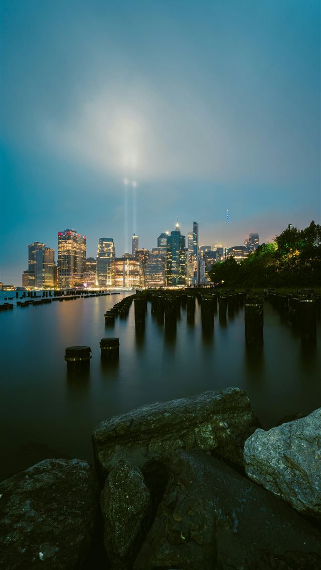 1290x2796 New york city skyline with tribute in light at nig... -  iPhone Wallpaper