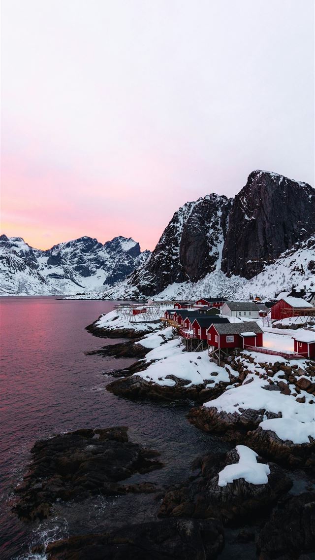 1290x2796 A small village on the shore of a body of water -  iphone 13 Wallpaper