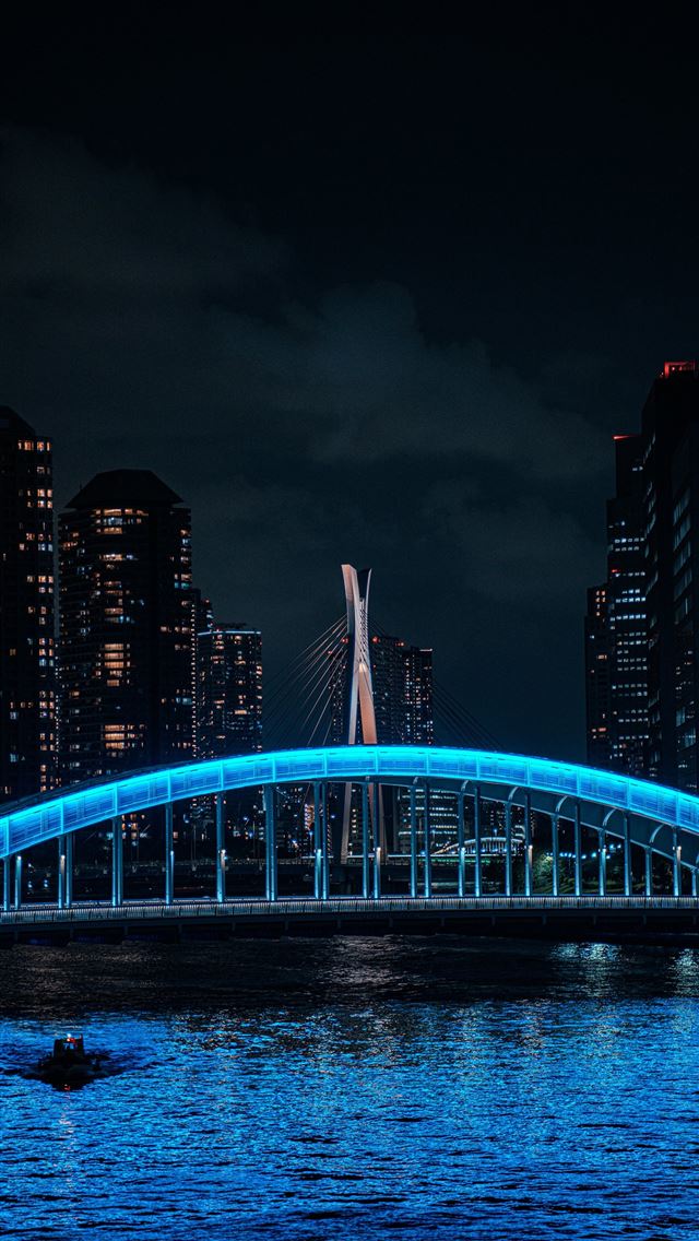 1290x2796 A large bridge over a body of water at night -  iphone 13 Wallpaper