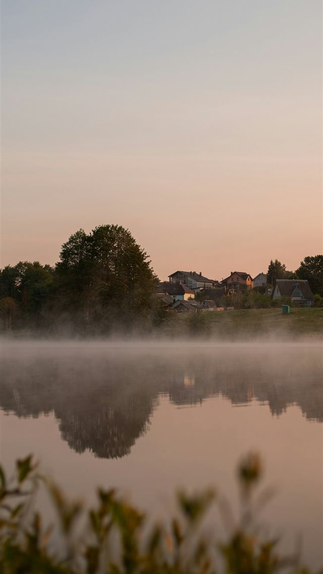 1290x2796 a body of water with trees in the background -  iPhone Wallpaper
