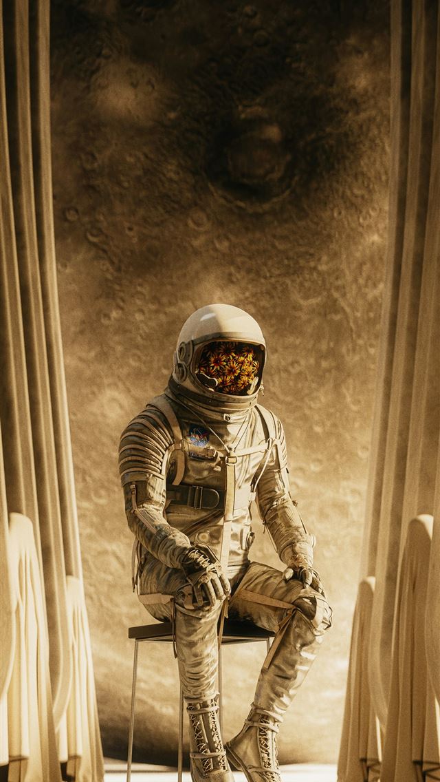 1290x2796 a man in a space suit sitting on a chair -  iPhone Wallpaper