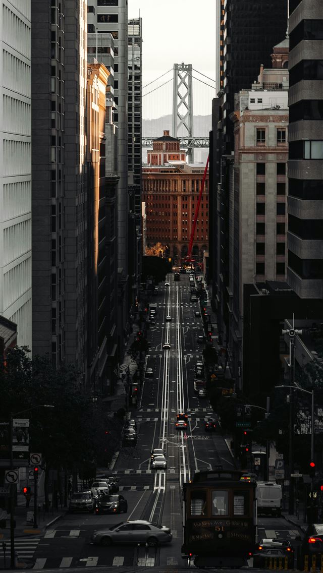 1290x2796 a city street filled with lots of tall buildings -  iPhone Wallpaper