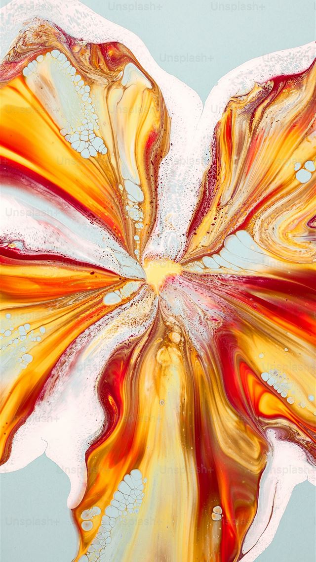 1290x2796 a painting of a flower on a blue background -  iPhone Wallpaper