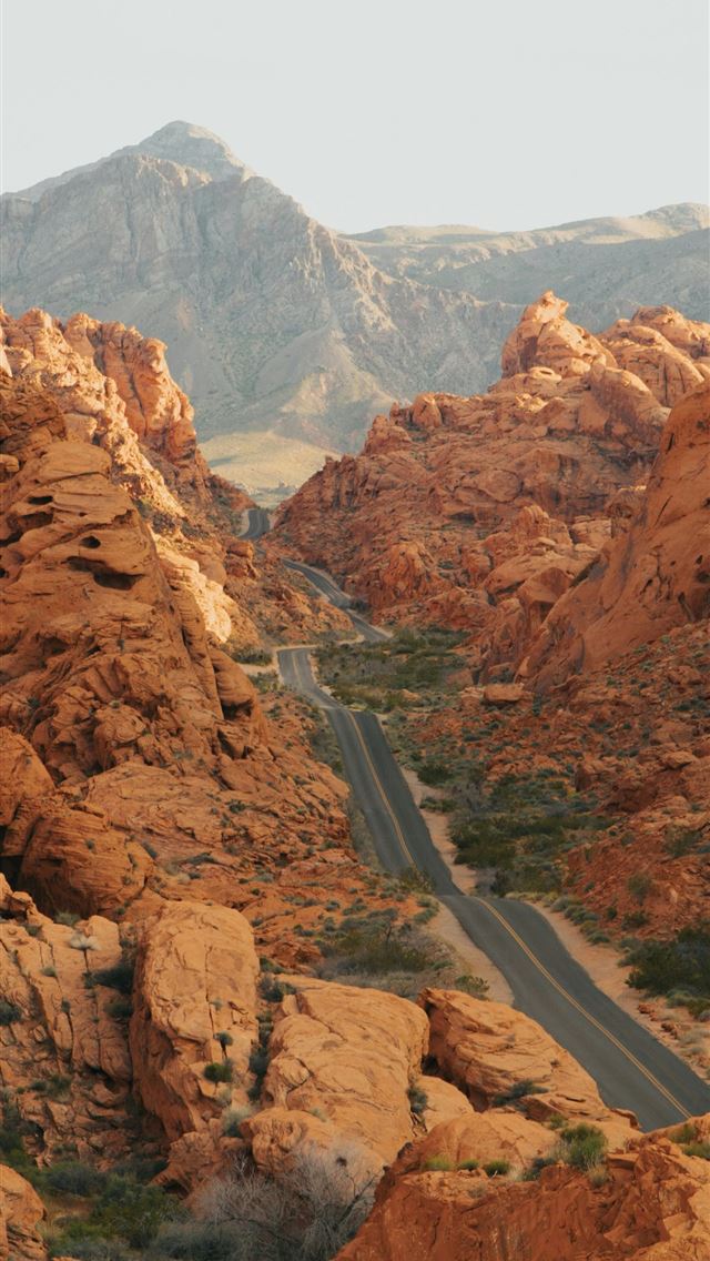 1290x2796 gray road in between brown rocky mountains during ... -  iPhone Wallpaper