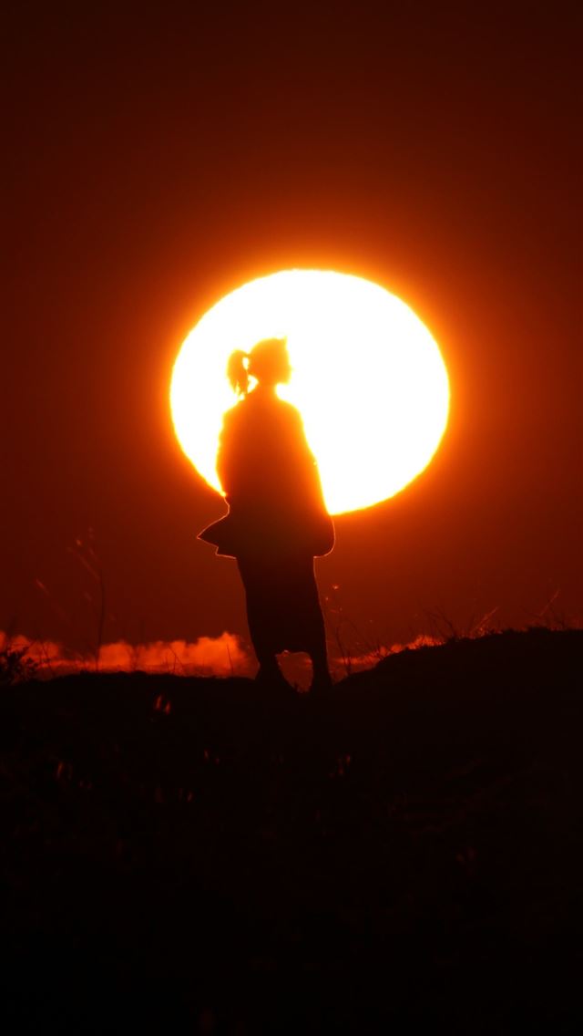 1290x2796 A person standing in a field with the sun in the b... -  iPhone Wallpaper