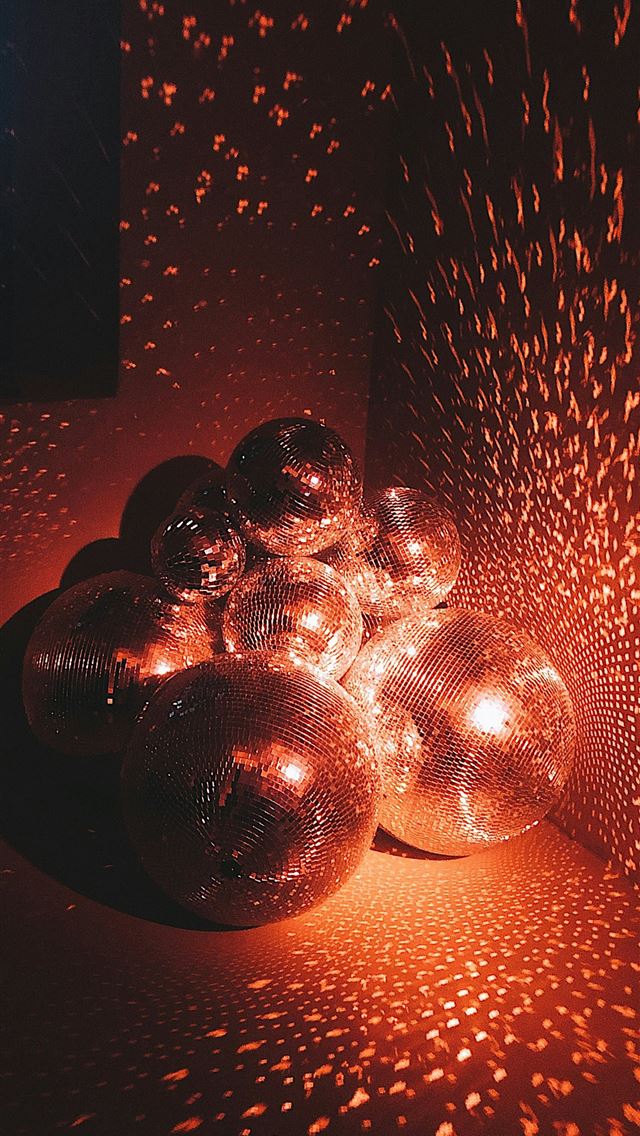 1290x2796 silver baubles on red wall -  iPhone Wallpaper