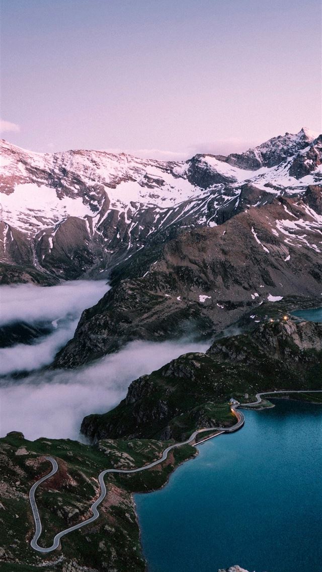 1290x2796 lake in the middle of mountains -  iPhone Wallpaper