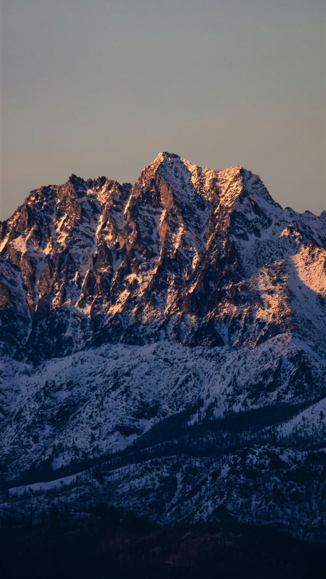 1290x2796 Snow covered mountain peak illuminated by sunset l... -  iPhone Wallpaper