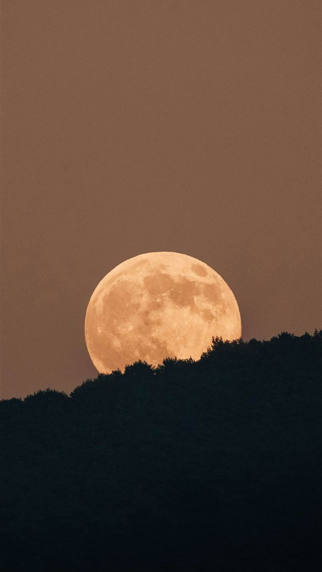 640x1136 Full moon rising over a dark silhouetted mountain ... -  iPhone Wallpaper