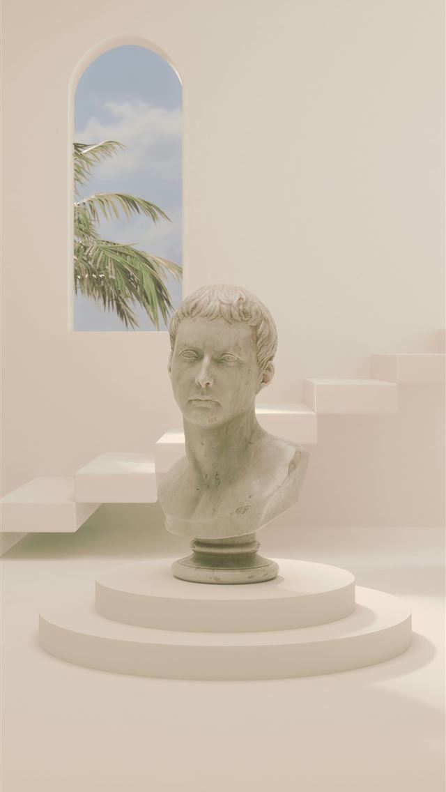 1290x2796 a bust of a man sitting on top of a white pedestal -  iPhone Wallpaper