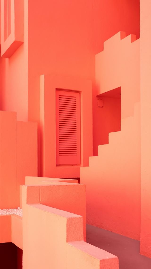 1290x2796 a pink building with stairs and a door - abstract art iPhone Wallpaper