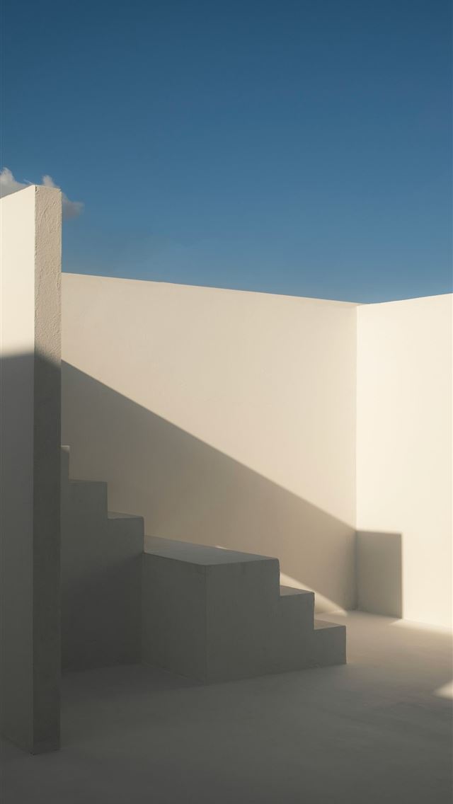 1290x2796 White architectural structure with stairs and blue... -  iPhone Wallpaper