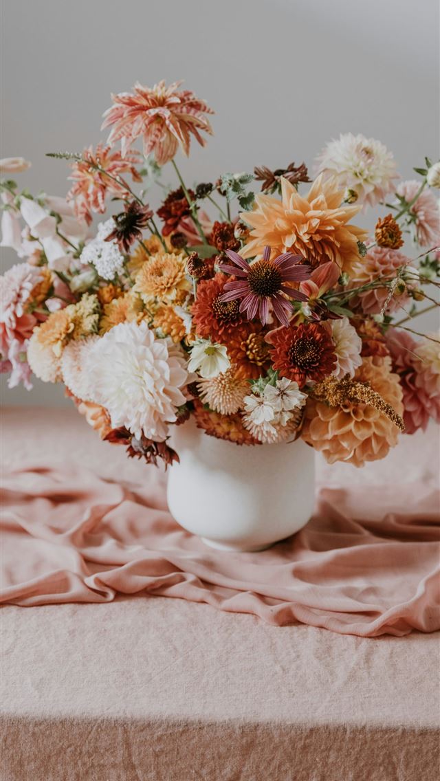 1290x2796 a vase filled with lots of flowers on top of a tab... -  iPhone Wallpaper