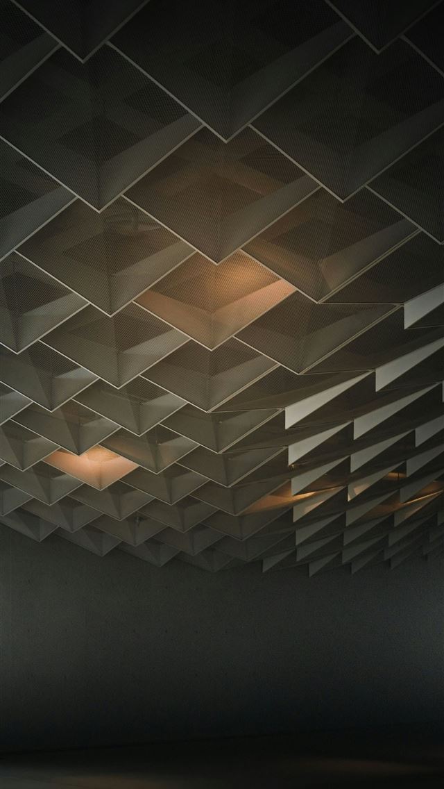 1290x2796 a room with a ceiling made of squares - interior design iPhone Wallpaper