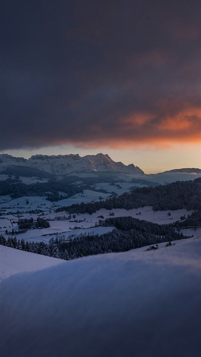 1290x2796 Snowy mountain landscape at sunset with dramatic c... - outdoor iPhone Wallpaper