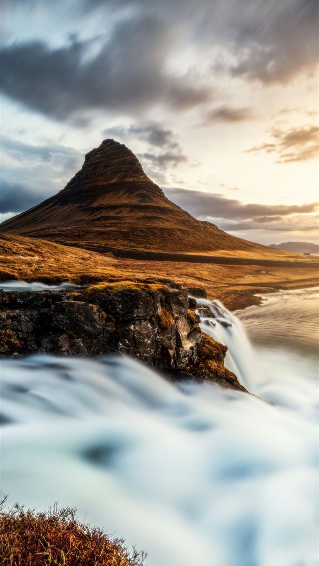 1290x2796 a mountain with a body of water in front of it - sunset iPhone Wallpaper