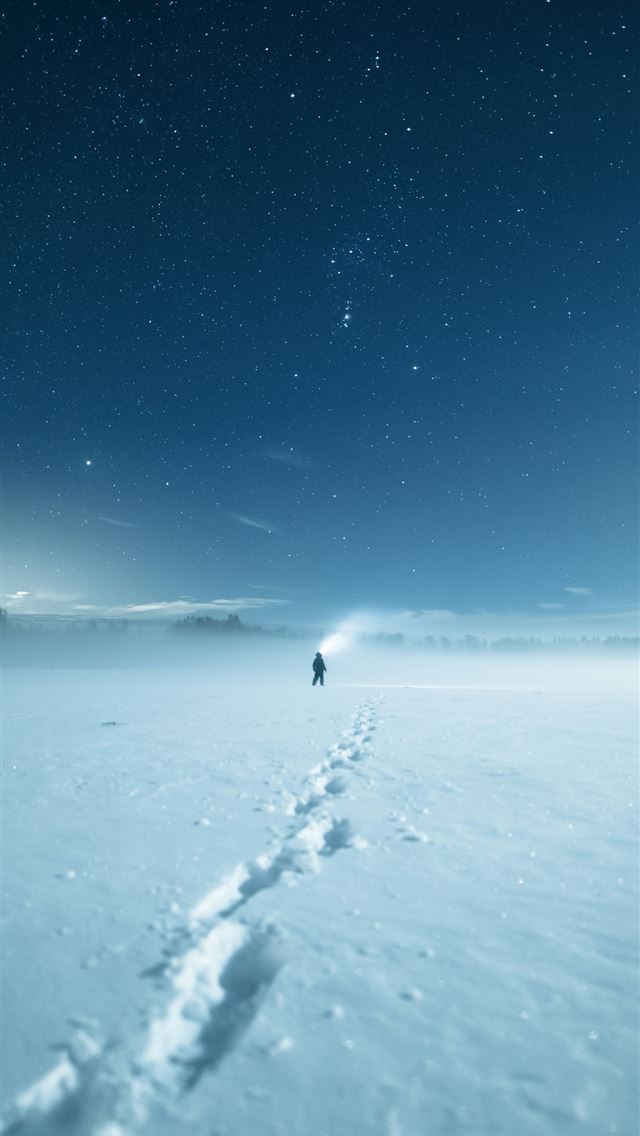 1290x2796 person in black jacket walking on snow covered gro... - fog iPhone Wallpaper